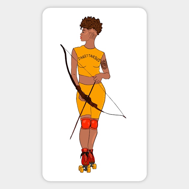 Sagittarius Rollergirl Skater Magnet by Hotanist